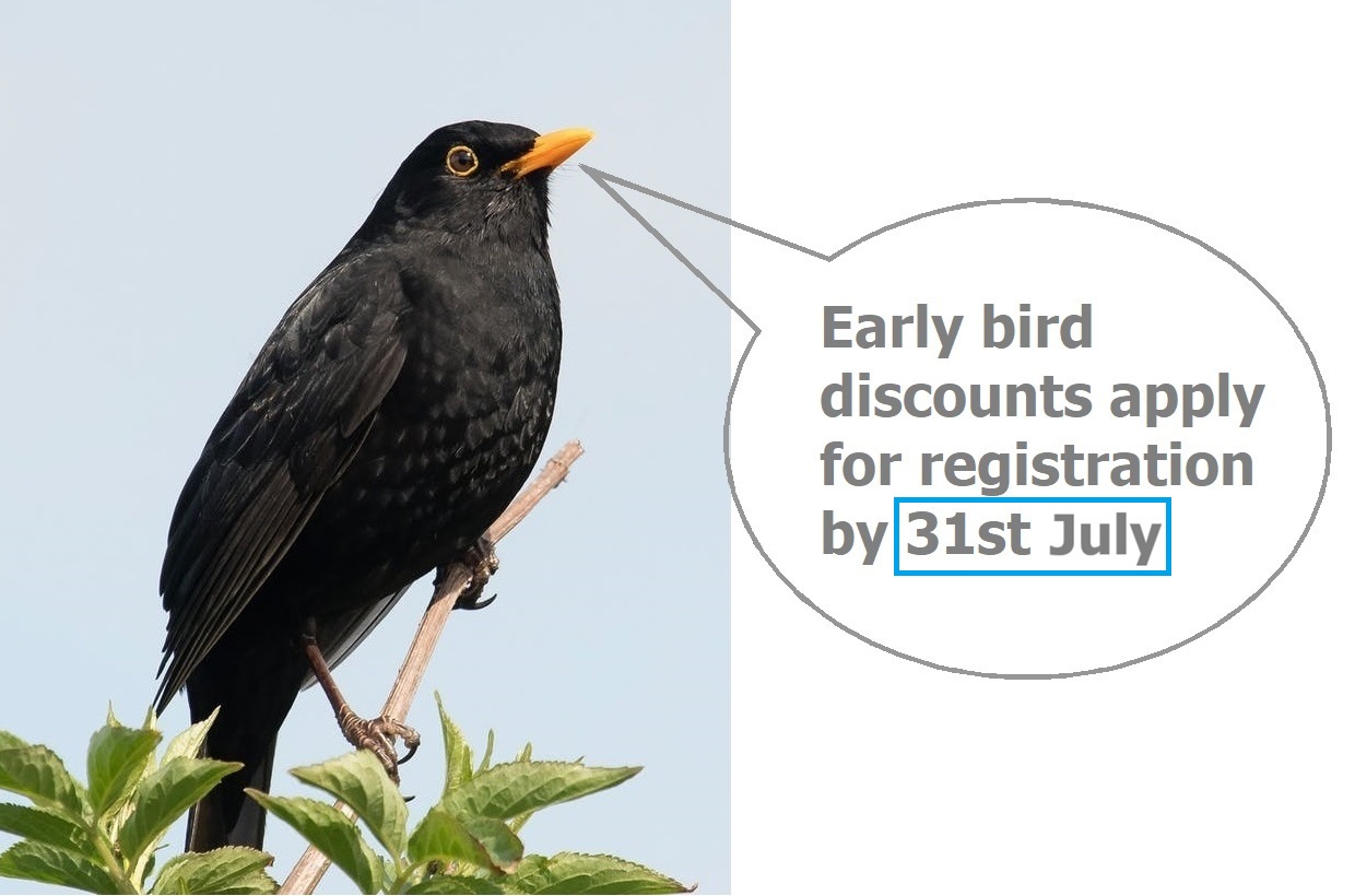 Early bird discount 31st July with highlight